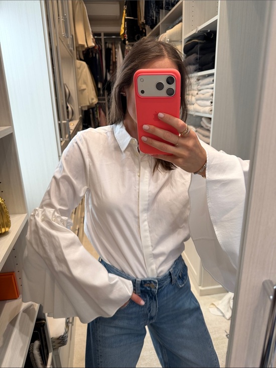 Jonathan Simkhai Tops - Jonathan Simkhai White Bell Sleeve Button-Down Blouse